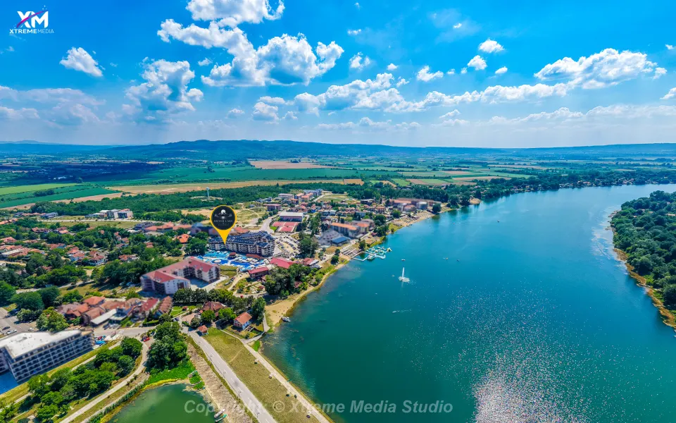 Aerial panorama of Silver Lake in Serbia