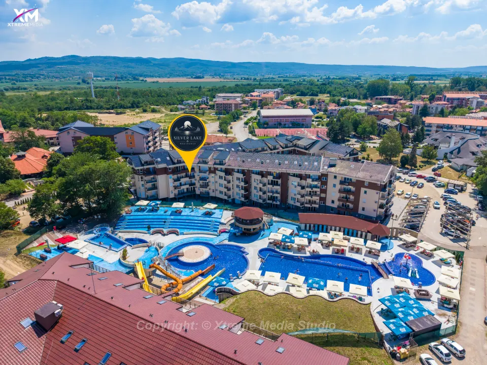 The resort complex by the aqua park from the air