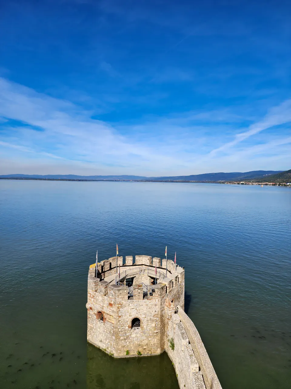 View from the ramparts down to the Cannon Tower in the Danube