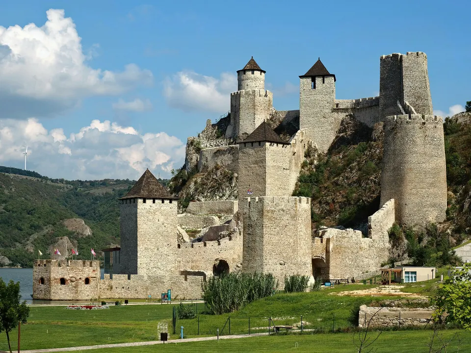 Golubac Fortress with its nine towers on the Danube