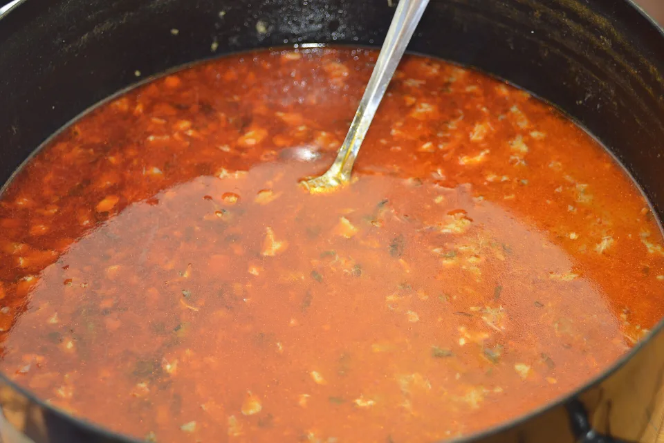 Danube fish soup served in a traditional kettle — a speciality of Silver Lake restaurants